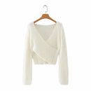 Ladies Cross V-neck Short Long Sleeve Sweater