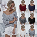Ladies Knitted Long Sleeve V-neck Top