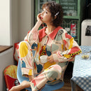Pajamas Women'S Spring And Autumn Pure Cotton LongSleeved Thin Pajamas Suit Autumn Ladies Confinement Clothes Home Wear Pajamas