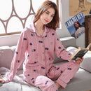 Pajamas Women'S Spring And Autumn Pure Cotton LongSleeved Thin Pajamas Suit Autumn Ladies Confinement Clothes Home Wear Pajamas