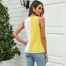 Ladies Two Tone Stitching Bow Camisole T Shirt