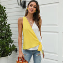 Ladies Two Tone Stitching Bow Camisole T Shirt