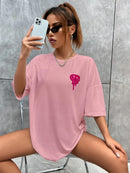 O Neck Short Sleeve Ladies Top Loose Print