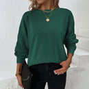 Ladies Solid Color Round Neck Twist Knit Sweater