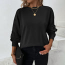 Ladies Solid Color Round Neck Twist Knit Sweater